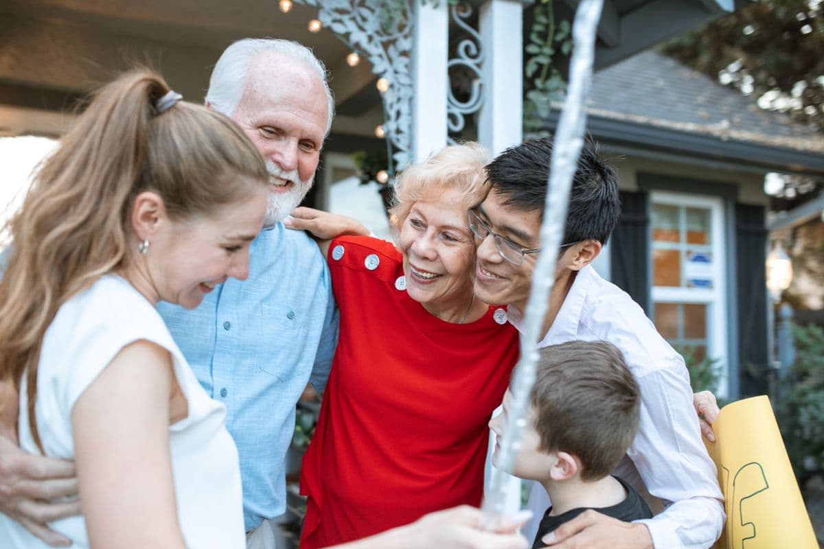 Multigenerational family spending time together at home